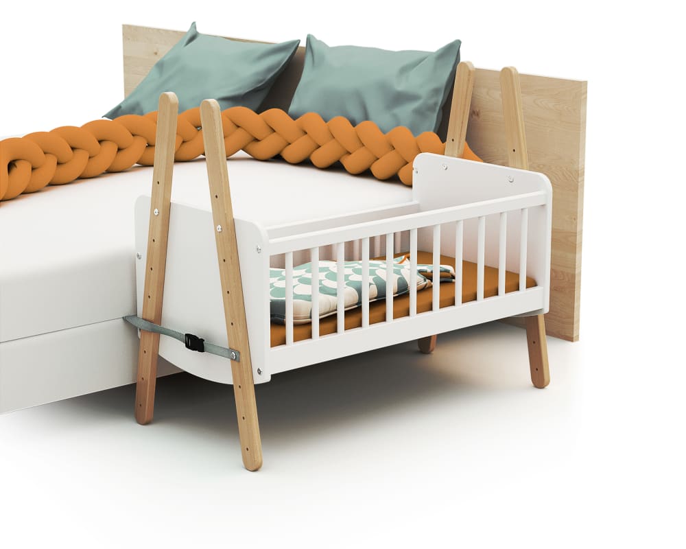 AT4 Cuna colecho en madera Blanco y Haya 40 x 80 cm WEISS HOLZ Baby