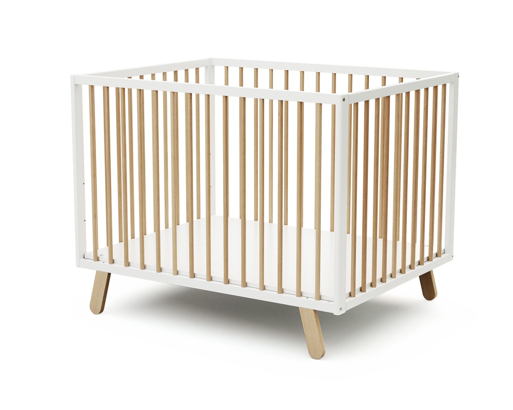 Parc bébé en bois Blanc et Hêtre Verni 80 x 100 cm