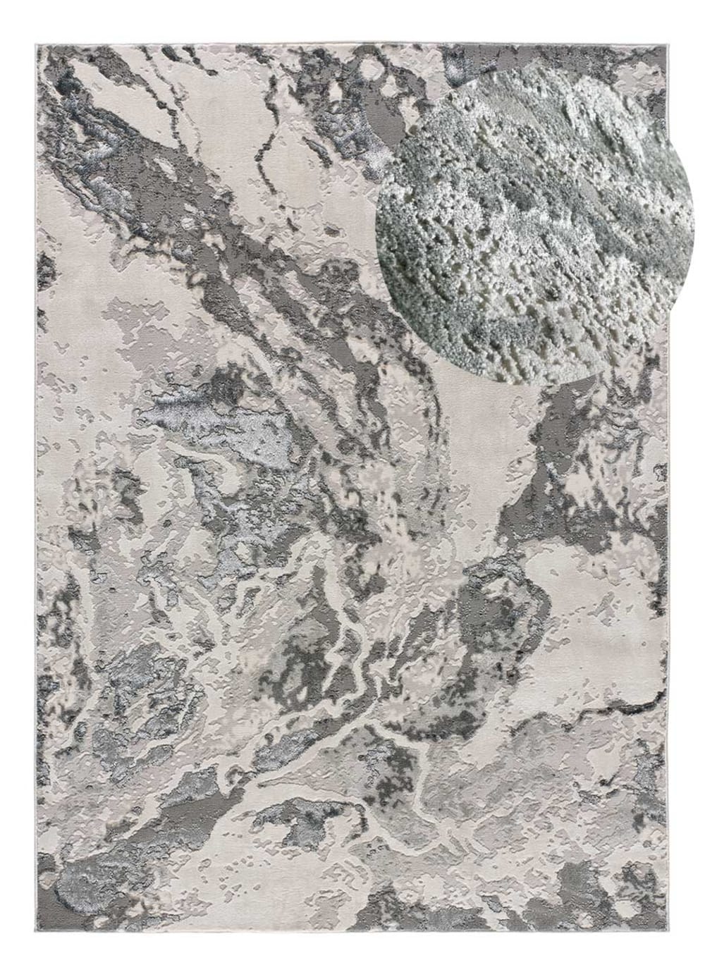 Atticgo Marmor-Effekt-Teppich mit grauer Struktur, 160x230 cm style classic chic Öko-Tex Zertifikat - Pp - Polypropylen