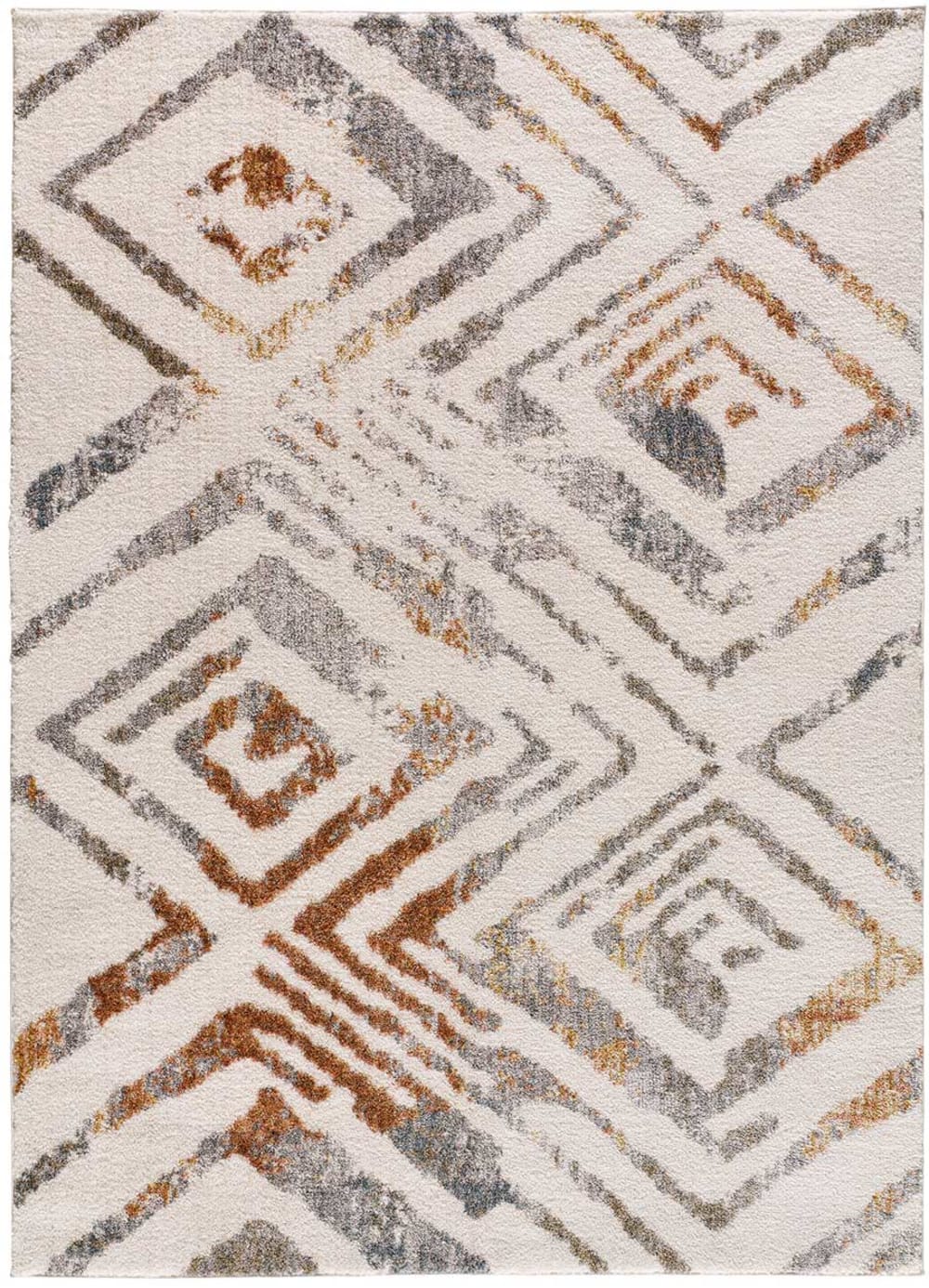 Tapis ethnique blanc/rouille/gris 140x200 cm - Maisons du Monde