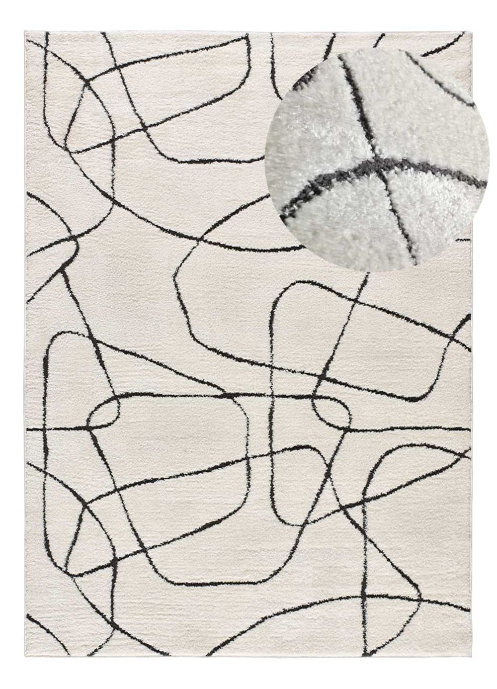 Tapis à relief abstrait blanc/noir 80x150 cm