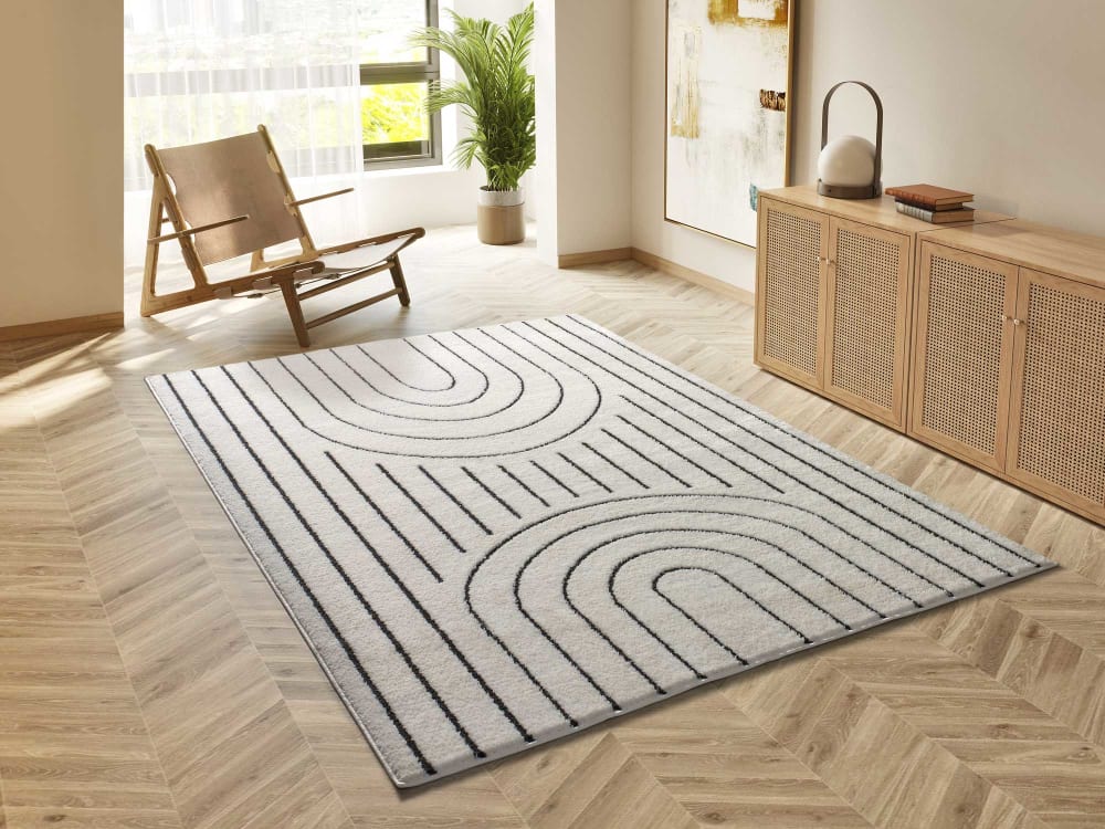 Tapis à relief blanc/noir 120x170 cm — vue 3