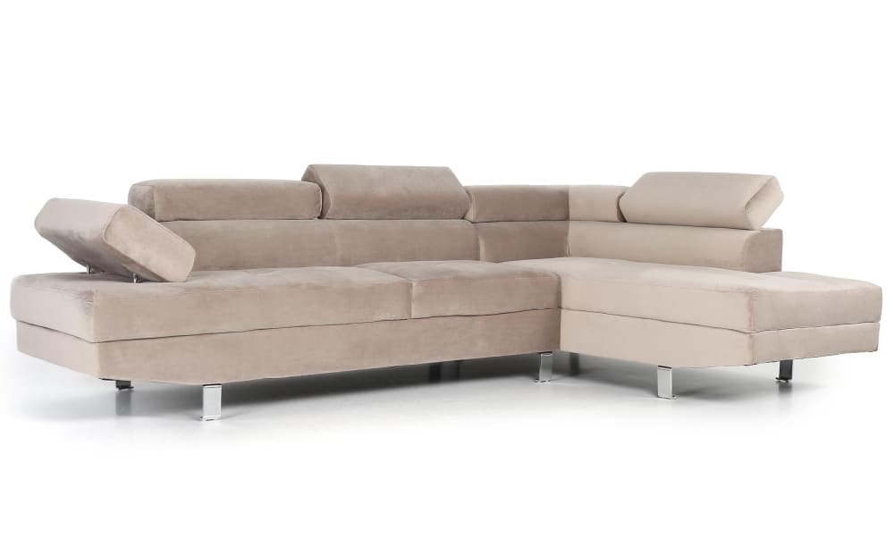 Canapé d'angle avec têtières relevables alfa velours taupe