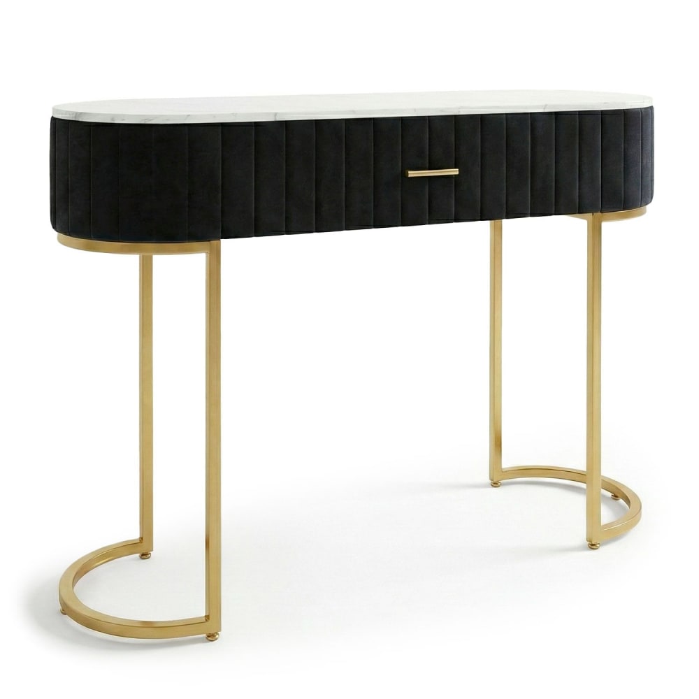 Coiffeuse 1 tiroir velours noir