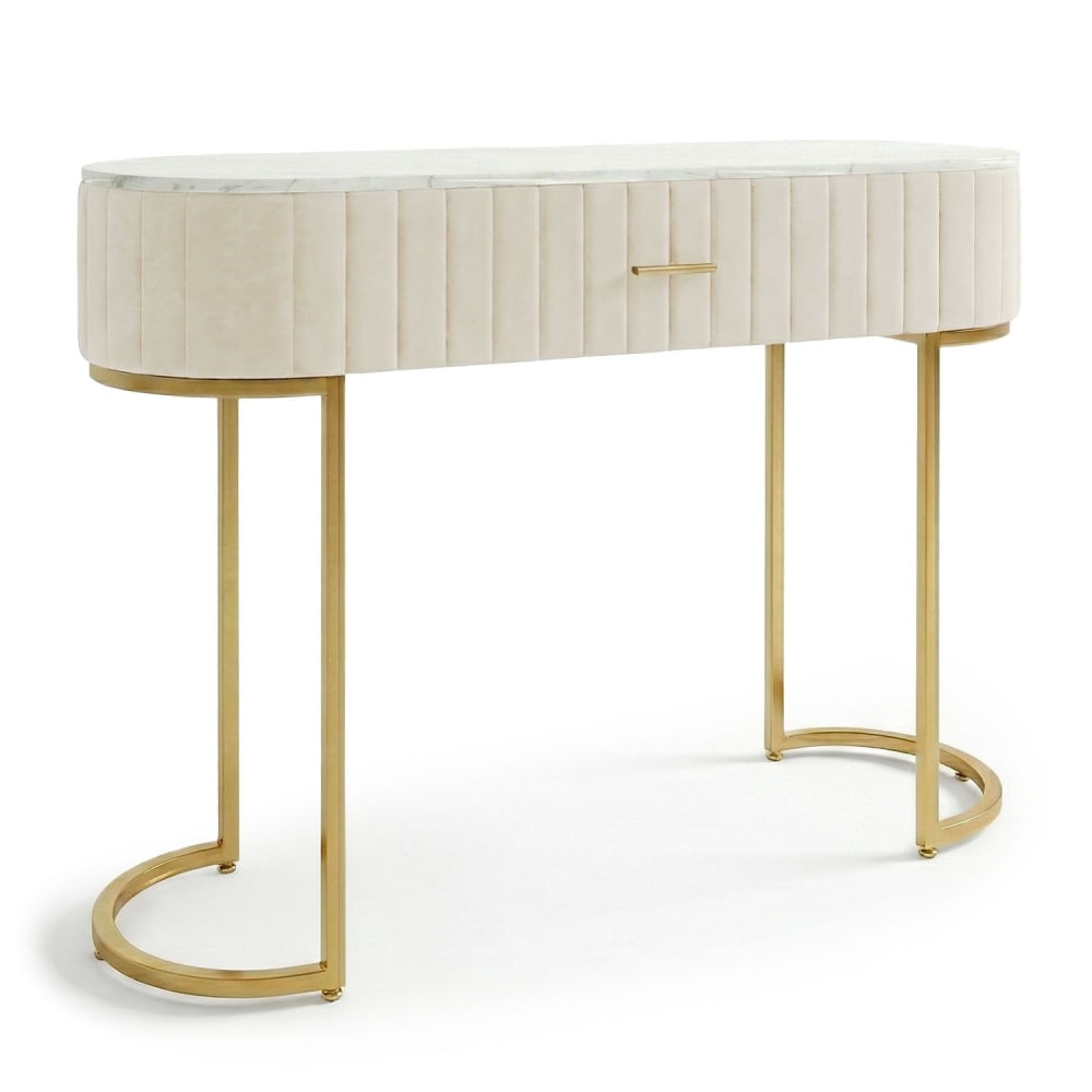 Coiffeuse paloma 1 tiroir velours beige