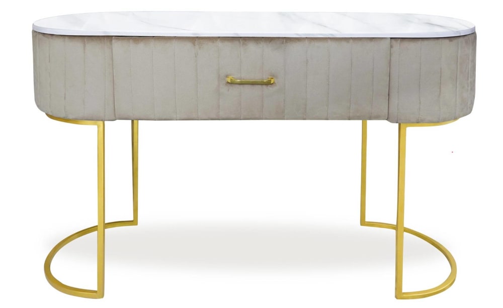 Coiffeuse 1 tiroir velours taupe - Maisons du Monde