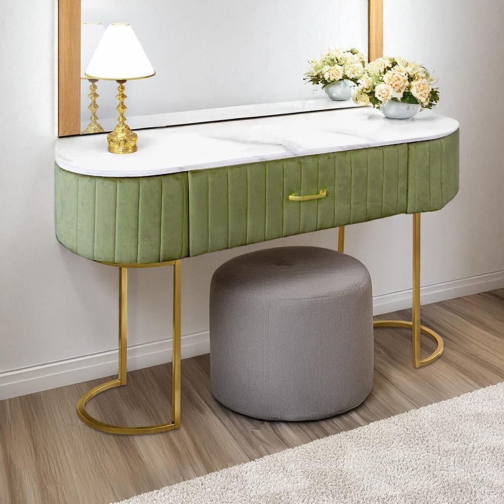 Coiffeuse paloma 1 tiroir velours kaki