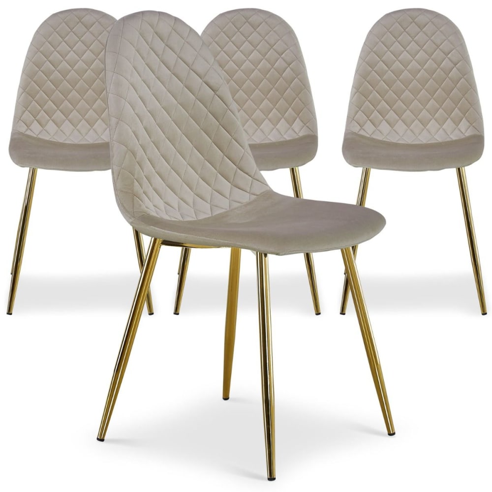 Lot de 4 chaises matelassées velours taupe