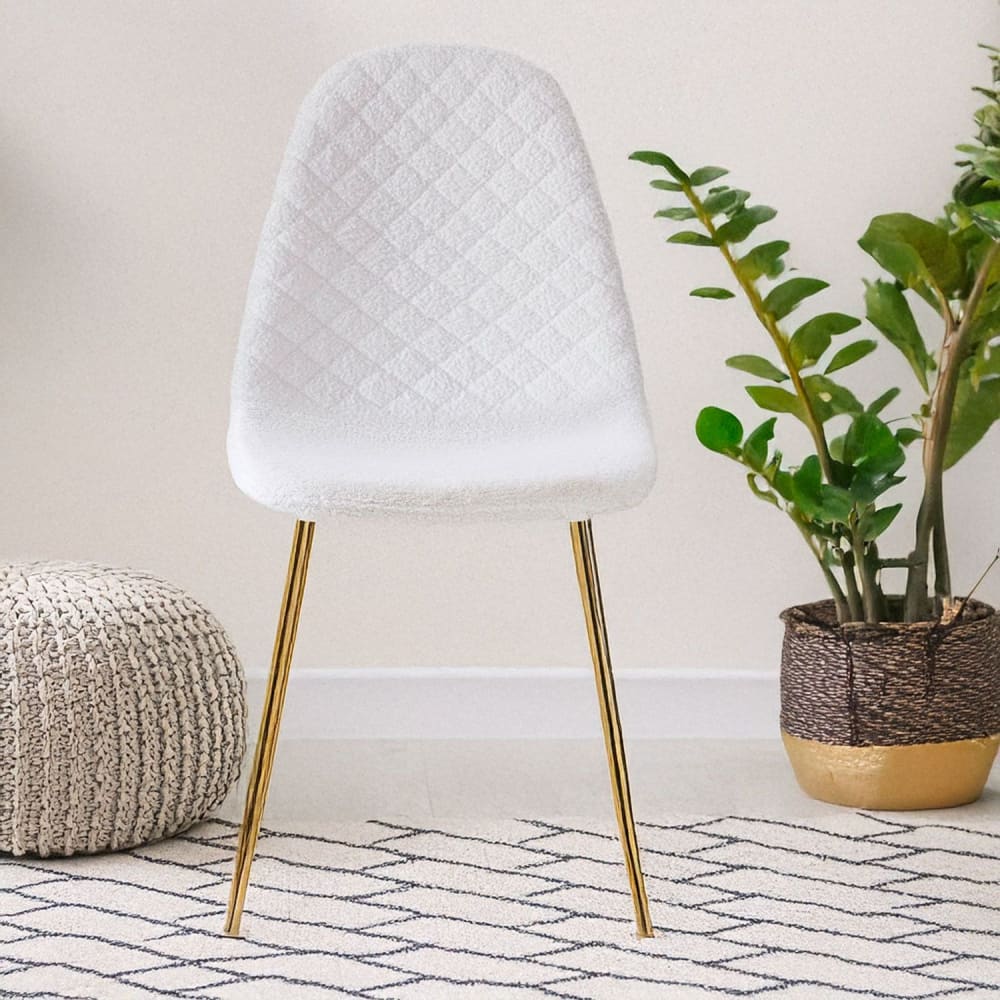 Lot de 4 chaises matelassées tissu bouclette blanc - Maisons du Monde