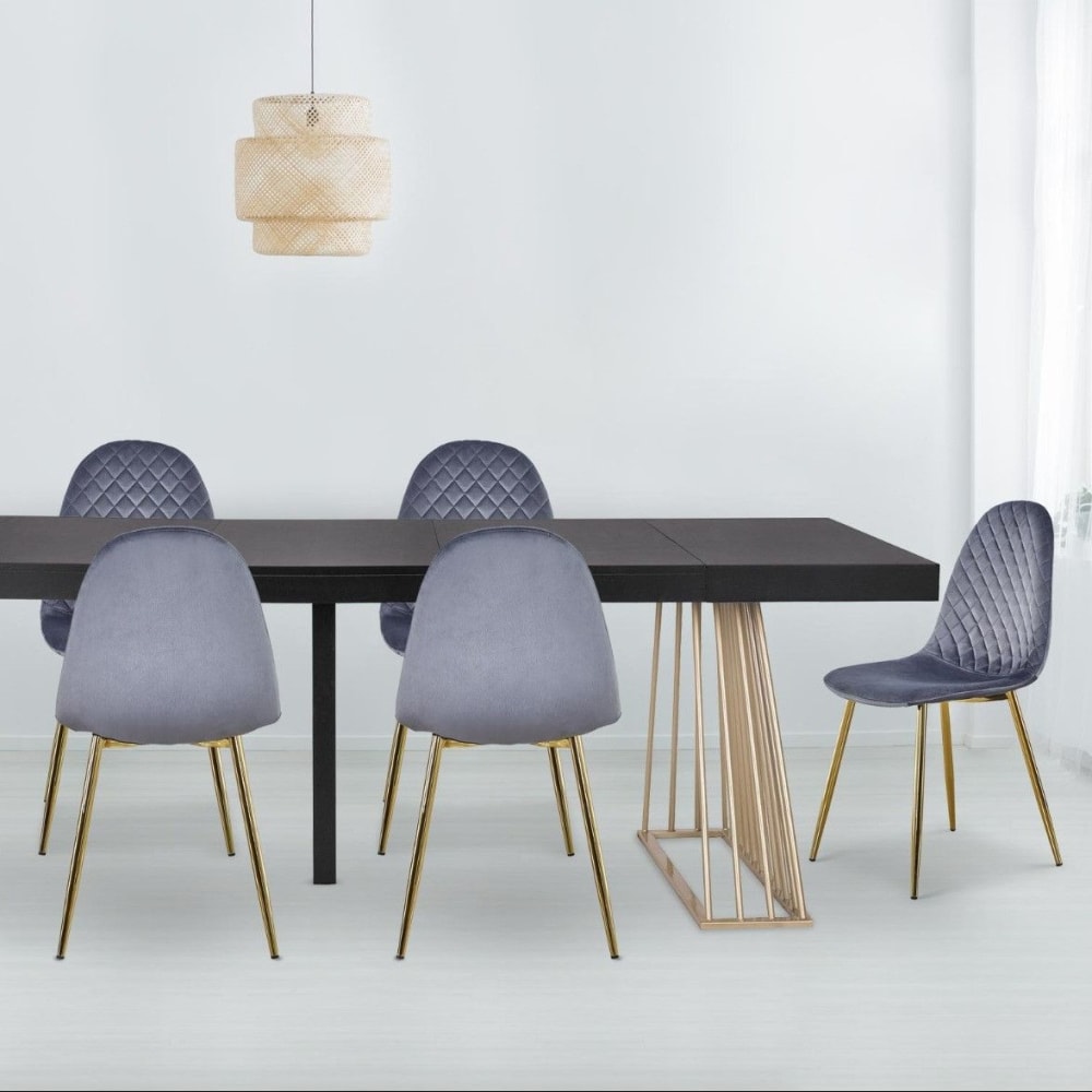 Lot de 4 chaises matelassées velours argent - Maisons du Monde