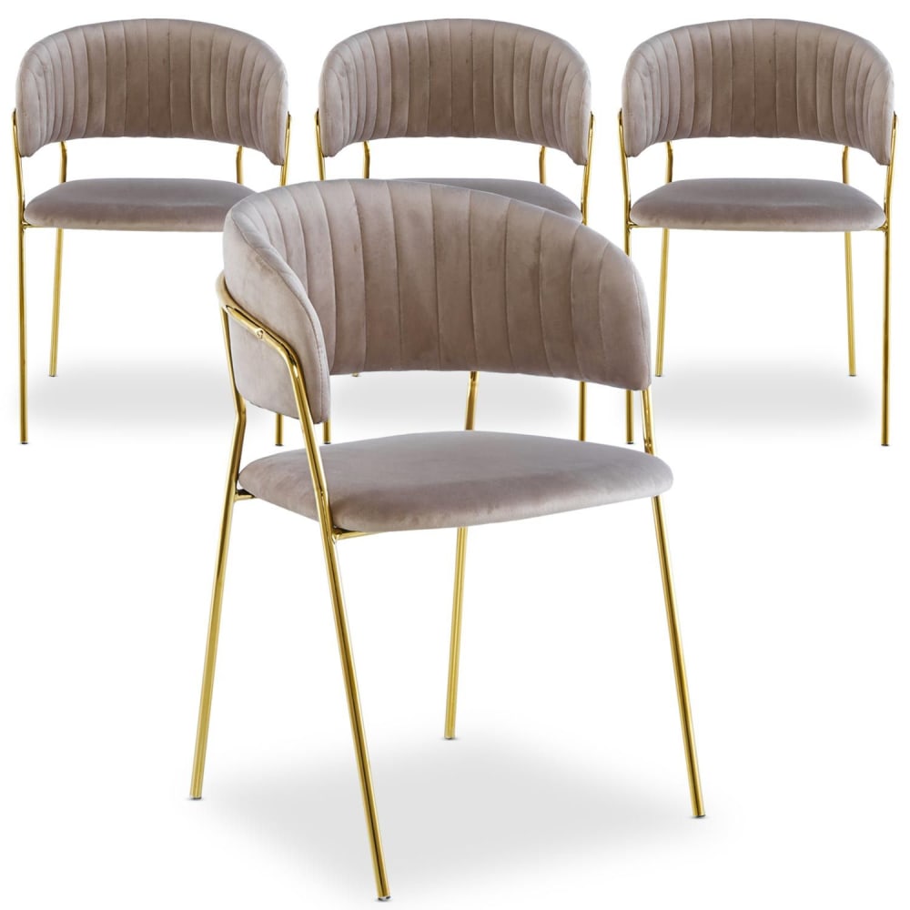 Lot de 4 chaises velours taupe