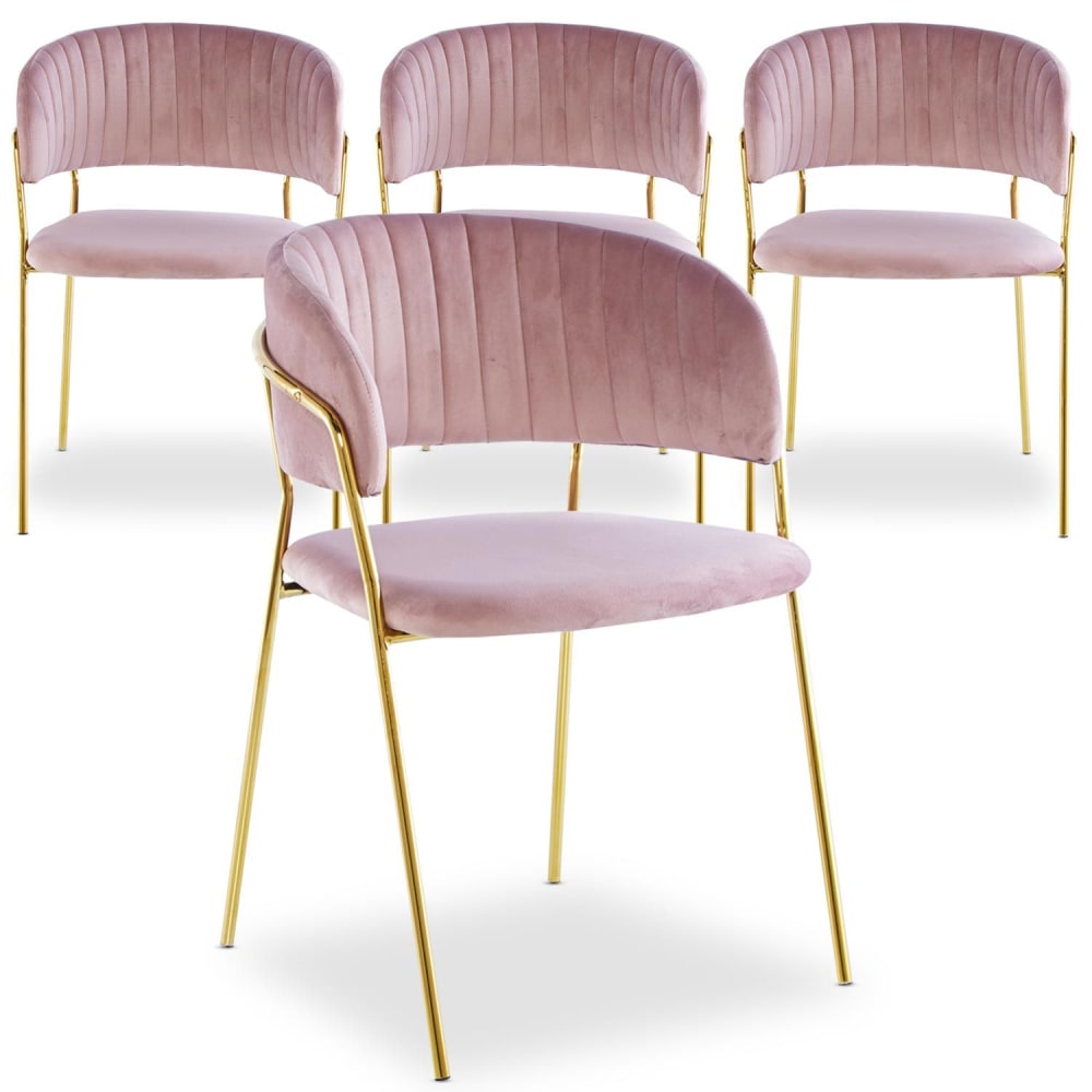 lot de 4 chaises velours - rose