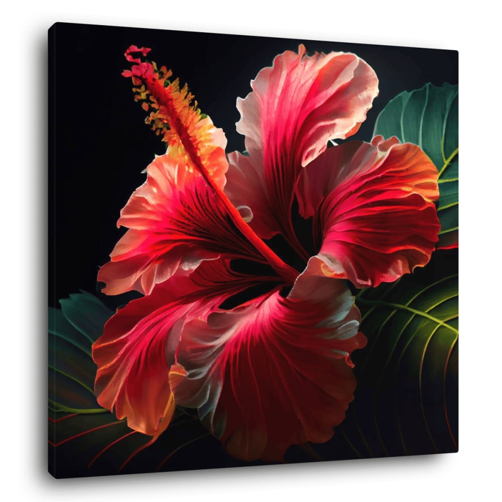 Tableau sur toile hibiscus 90x90