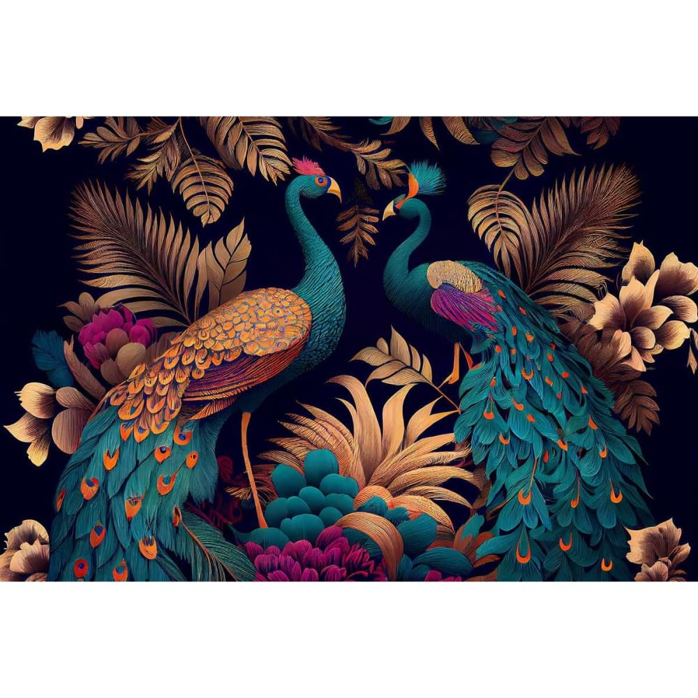 Tableau sur toile paons orientaux 65x97