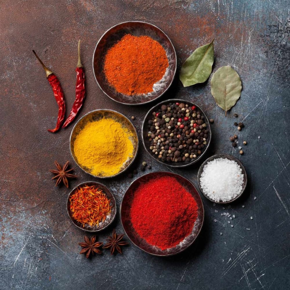 Tableau sur verre bol d'épice 45x45