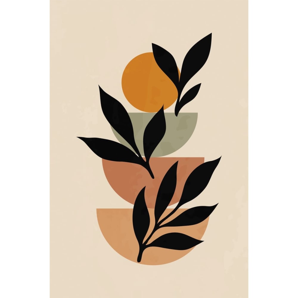 Tableau sur verre synthétique feuillage noir 65x97