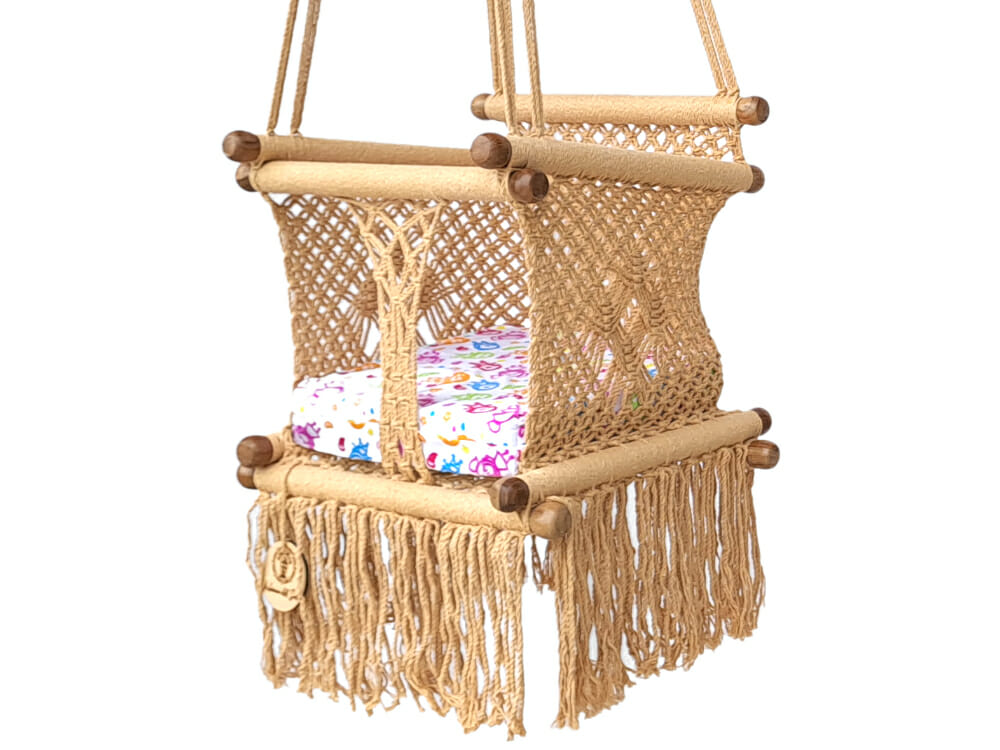Hamac bébé macramé taupe