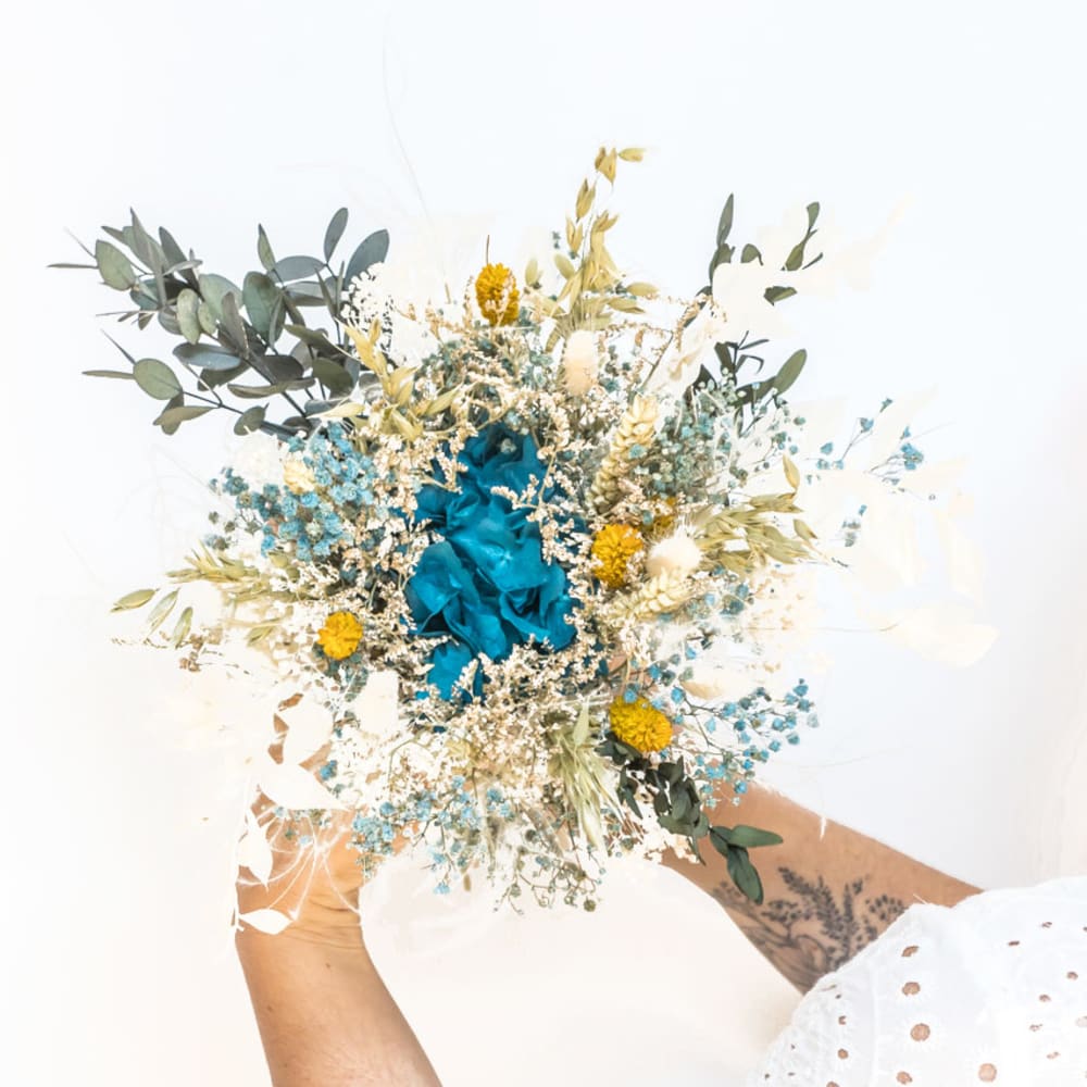 Réconciliation Végétale Bouquet de fleurs séchées S CHARLOTTE Bleu Fibres Naturelles