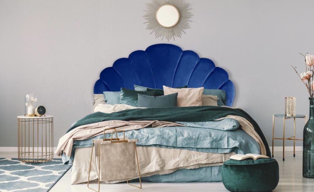 Tête de lit 160 cm velours bleu