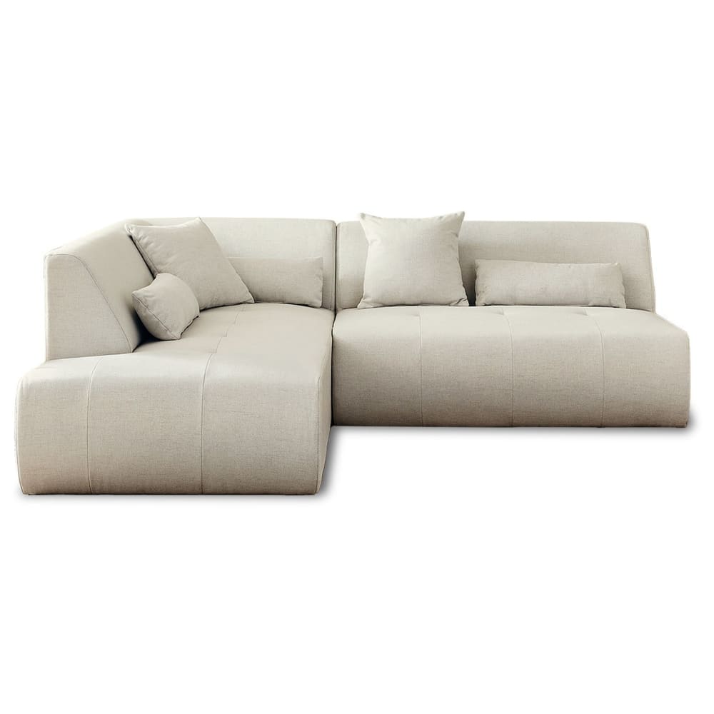Canapé modulable 5 places angle gauche en tissu beige