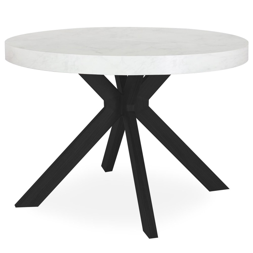 Table ronde extensible noir et effet marbre