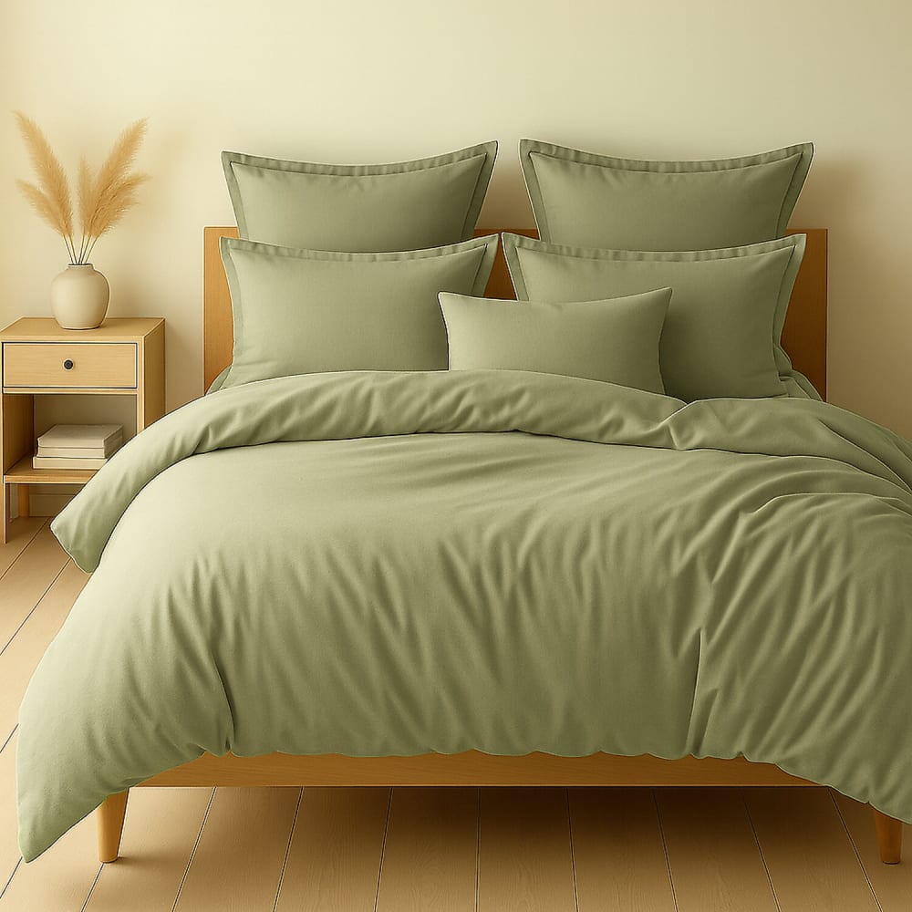 Parure housse de couette coton verveine 140x200 cm