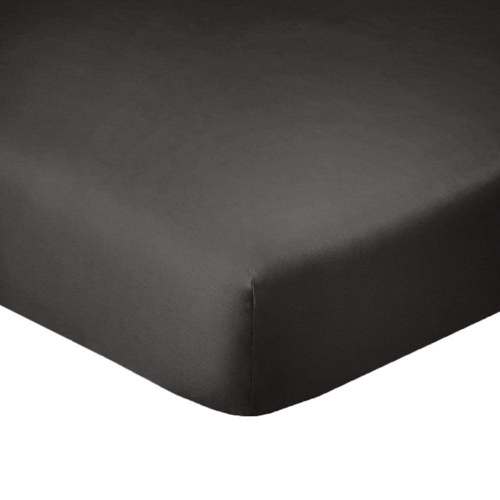 Drap housse coton gris fonce 160x200 cm