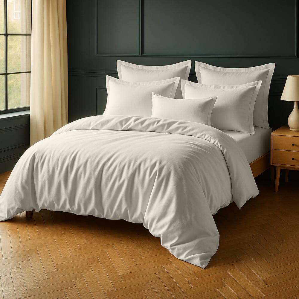 Drap housse coton ivoire 140x190 cm — vue 4