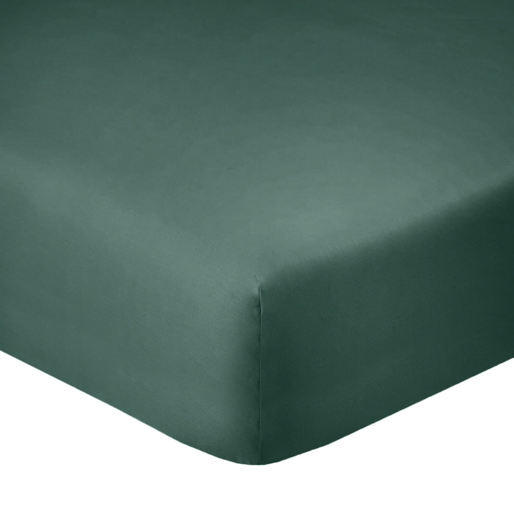 Drap housse coton bleu, canard 160x200 cm