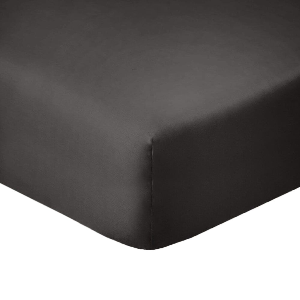 Drap housse coton gris fonce 90x190 cm