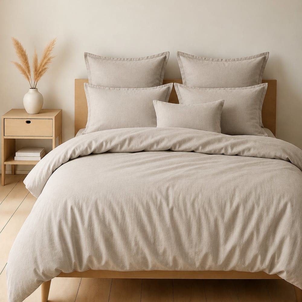 Drap housse coton grège 160x200 cm — vue 4