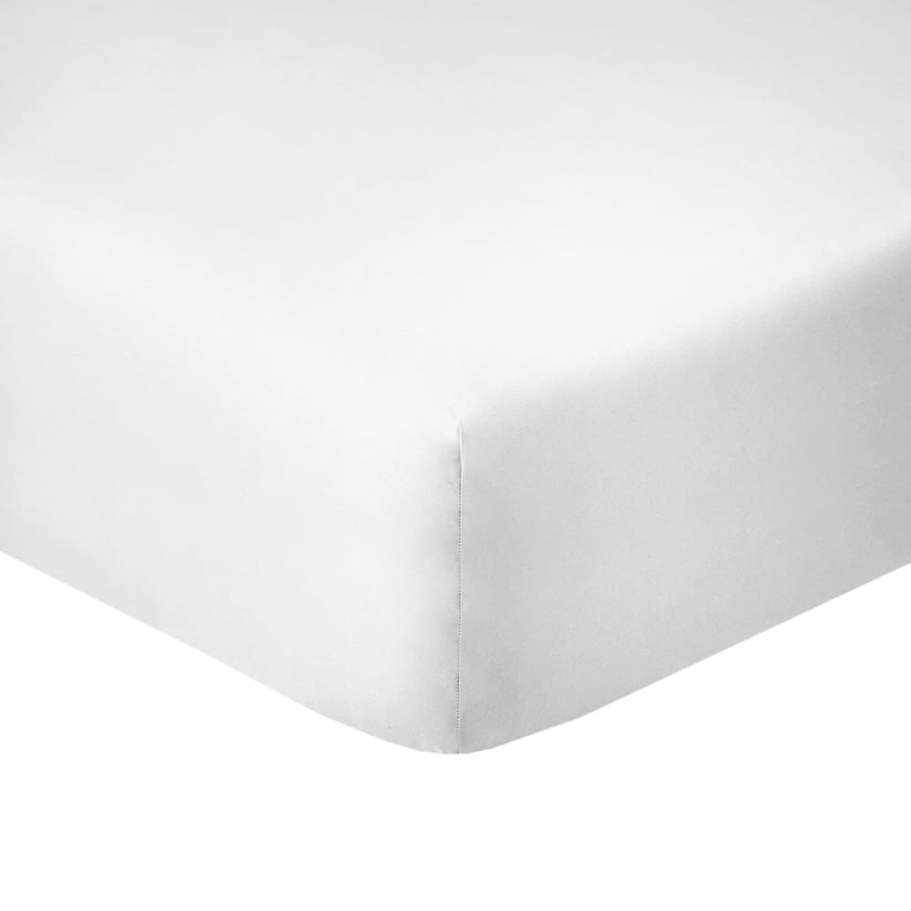 Drap housse coton blanc 160x200 cm