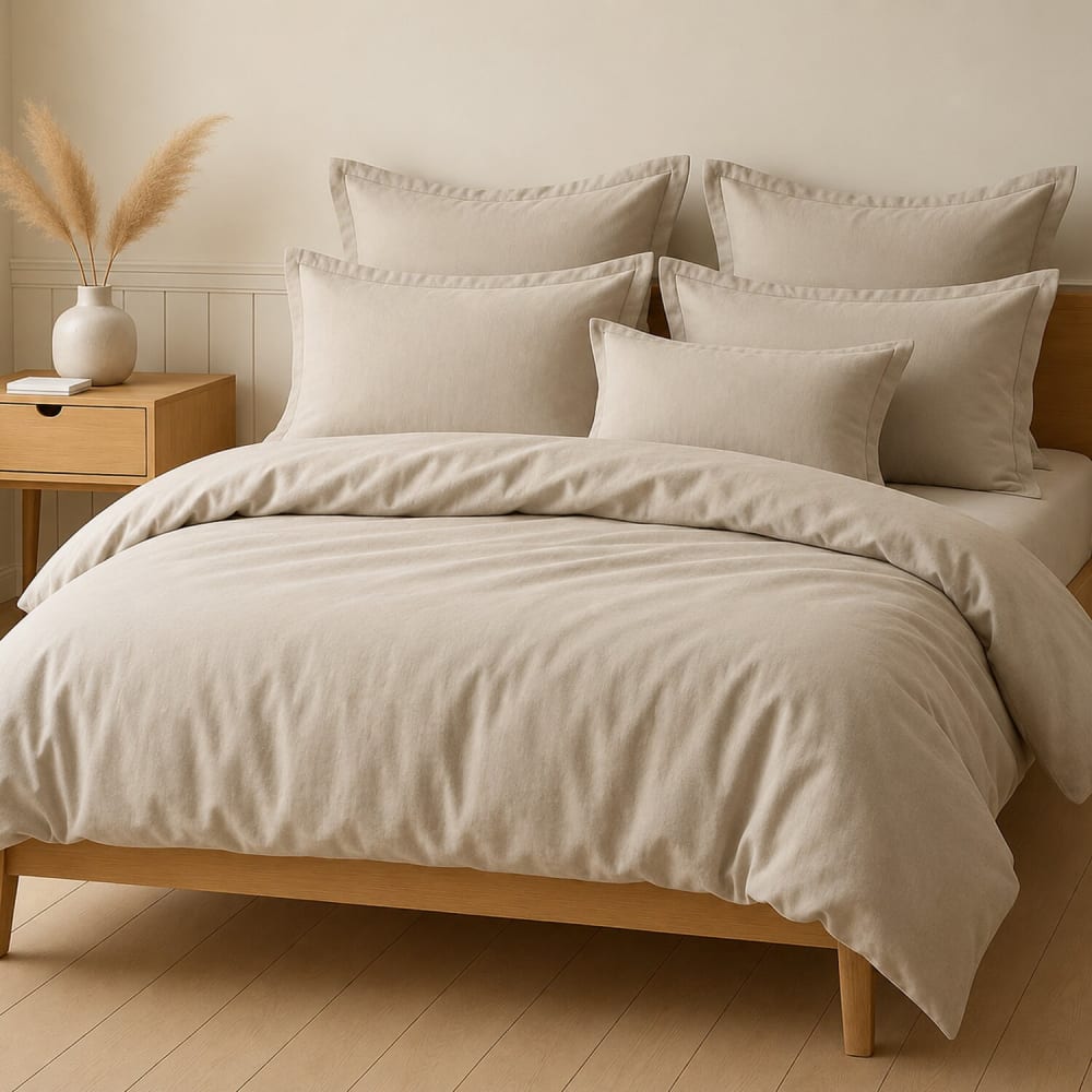 Parure housse de couette coton grège 240x220 cm — vue 3