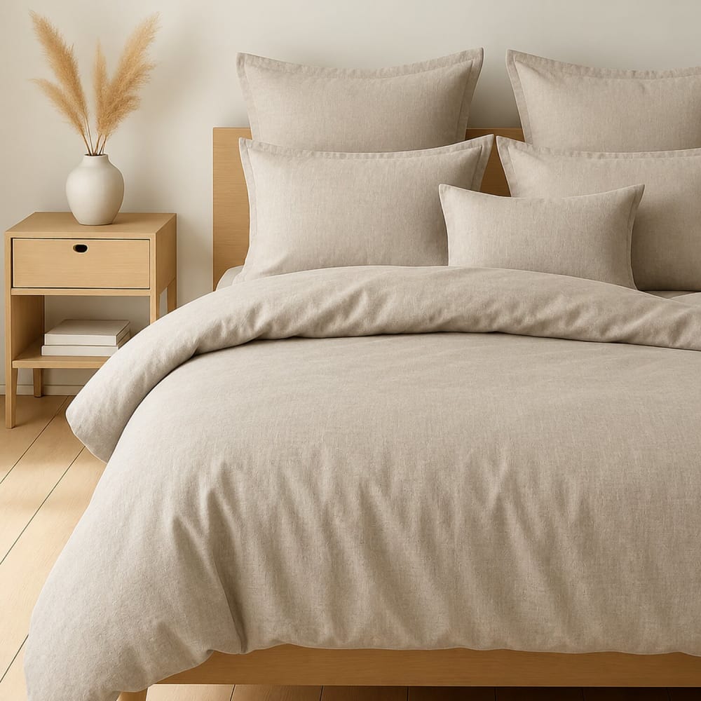 Parure housse de couette coton grège 240x220 cm — vue 4