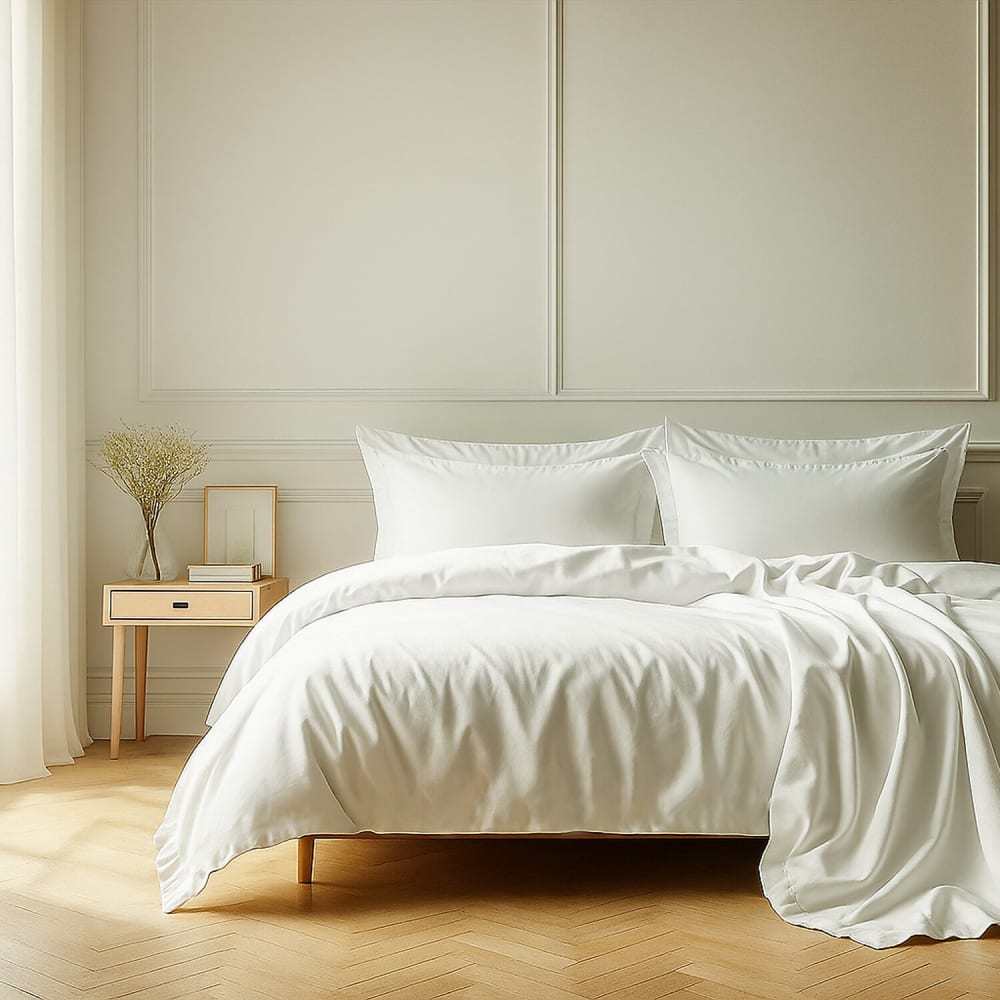 Parure housse de couette coton blanc 140x200 cm