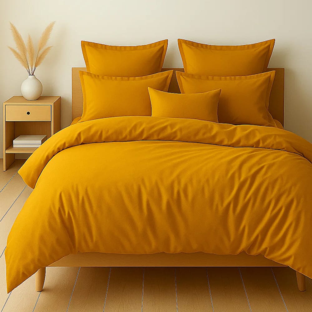 Parure housse de couette coton safran 260x240 cm