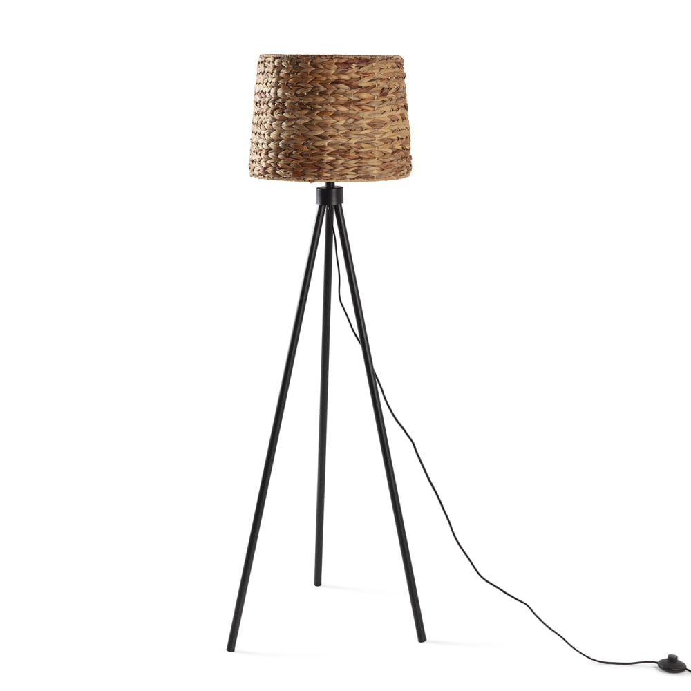 Lampadaire en jonc de mer et métal, hauteur 144 cm