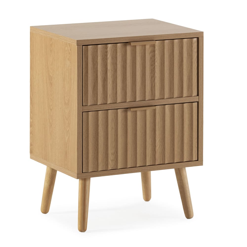 Table de chevet 2 tiroirs effet chêne