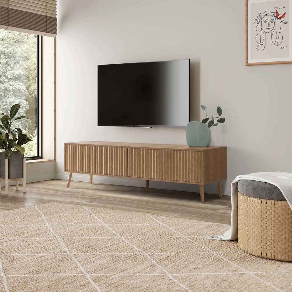 Meuble TV 4 portes effet chêne, longueur 160 cm - Maisons du Monde