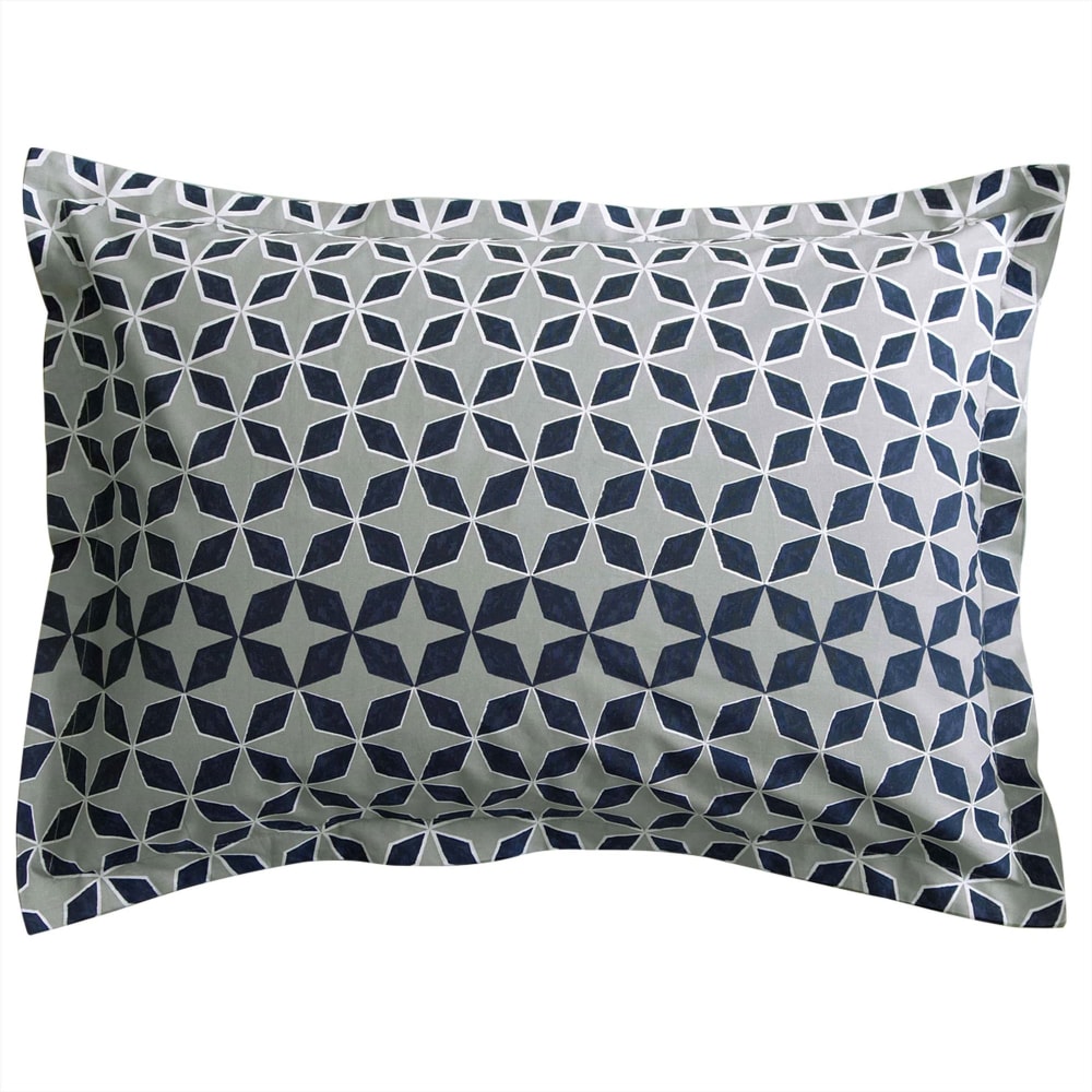 Taie volant en coton gris 50x70cm