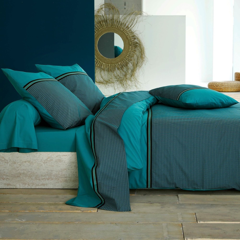 Taie sac 63x63 vert émeraude en coton