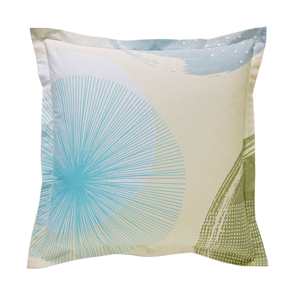 Taie volant en coton bleu 63x63cm