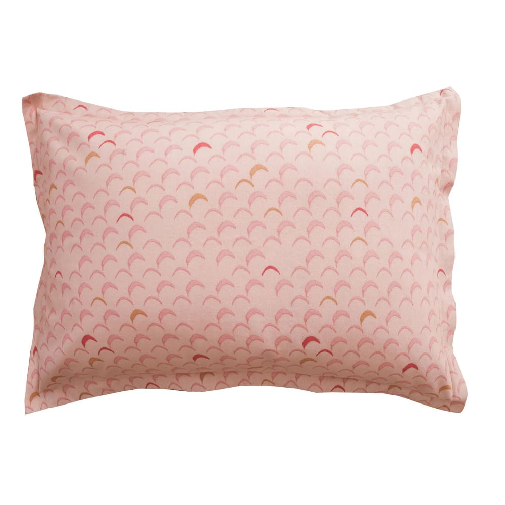 Taie volant en coton rose 63x63cm