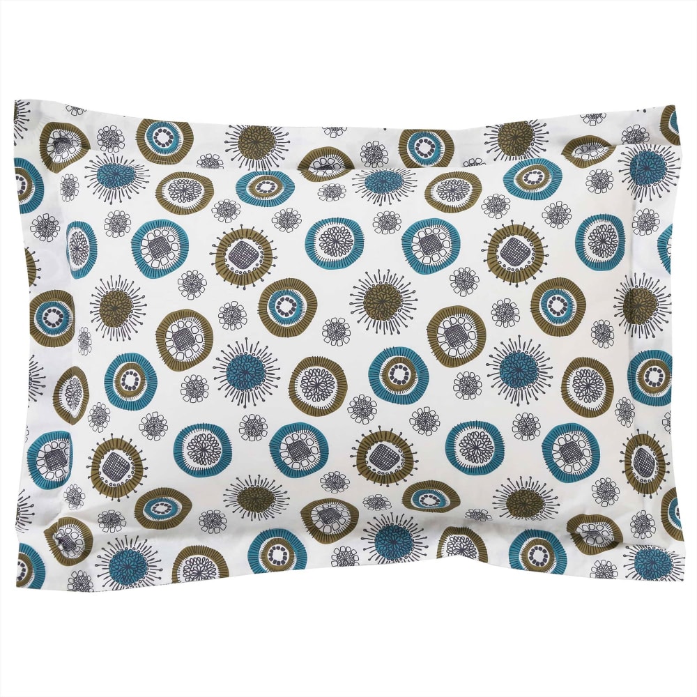 Taie volant en coton bleu 63x63cm