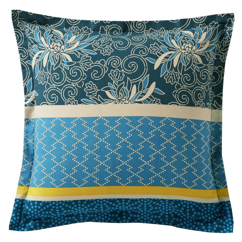 Taie volant en coton bleu 50x70cm