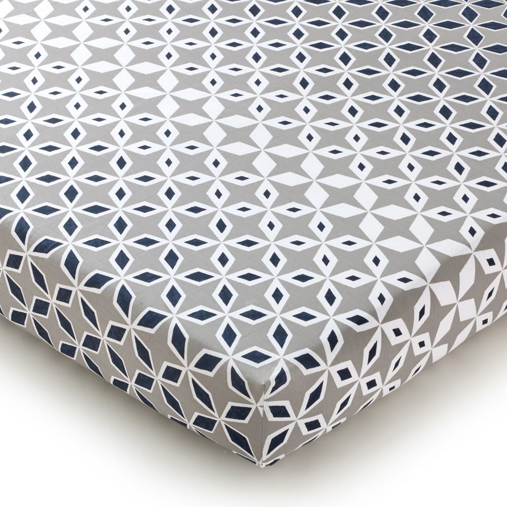 Drap-housse en coton gris 160x200x28cm