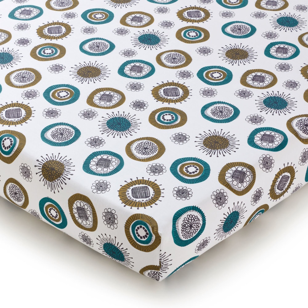 Drap-housse en coton bleu 140x190x28cm