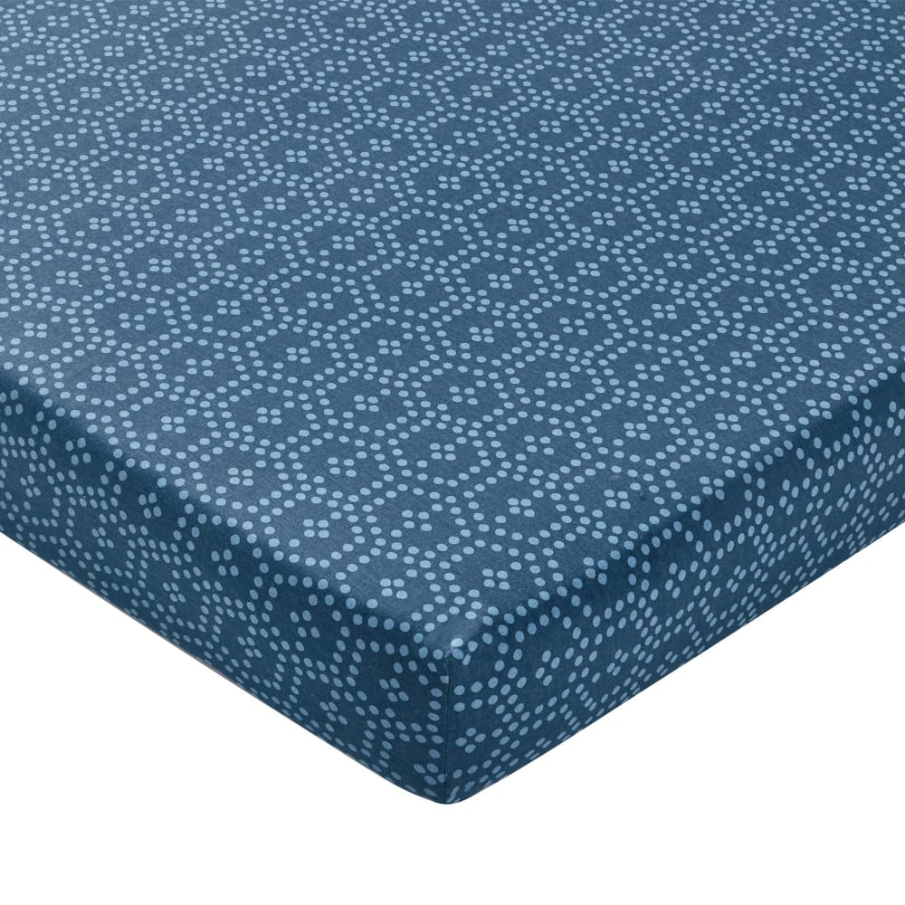 Drap-housse en coton bleu 160x200x28cm