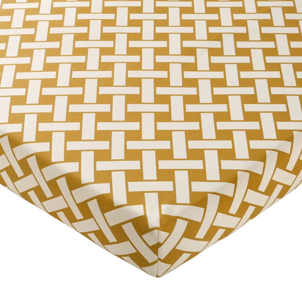 Drap-housse en coton jaune doré 140x190x28cm