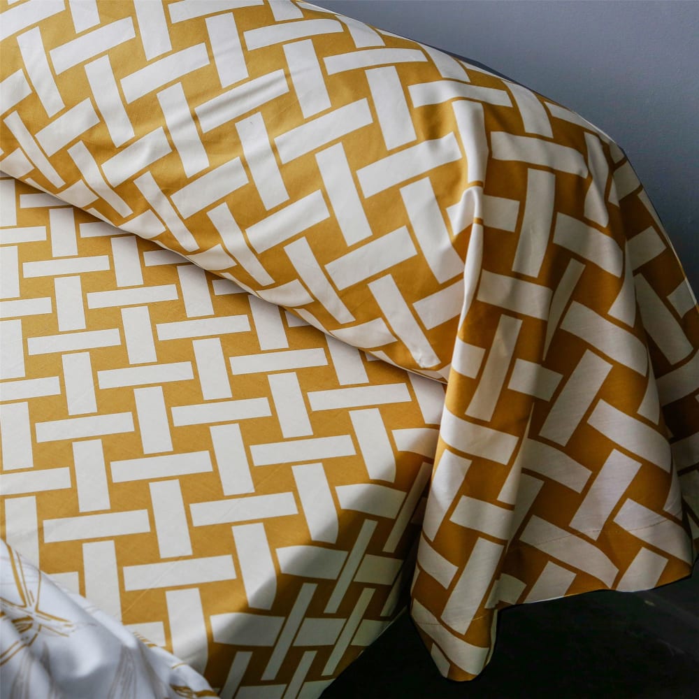 Drap-housse en coton jaune doré 140x190x28cm — vue 3